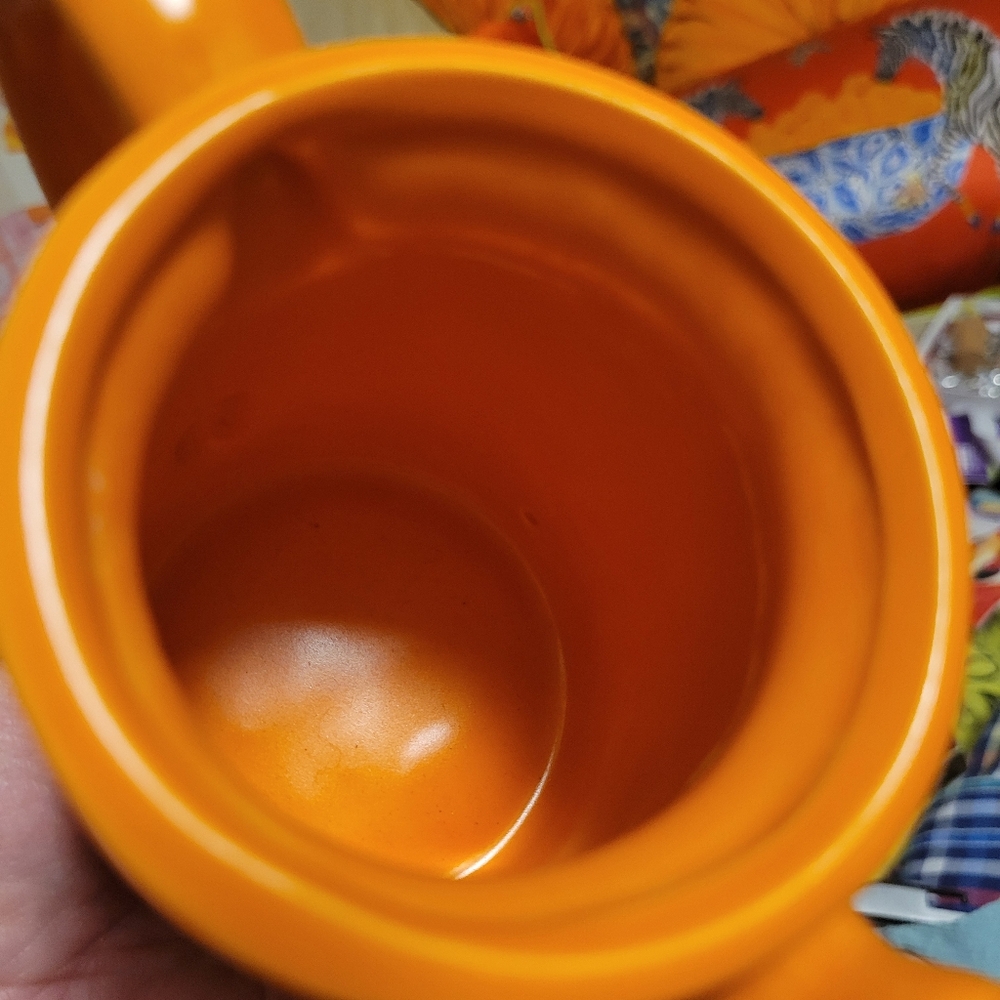 Vintage Orange Ceramic Pottery Vase Shaped Like Watering Can ~ Cute & Cheery - Picture 8 of 16